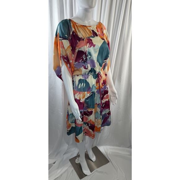 Ann Taylor LOFT Kimono Tiered Tropical Floral Dress, Multi Color, Sz: M, 81-31 - Picture 1 of 14